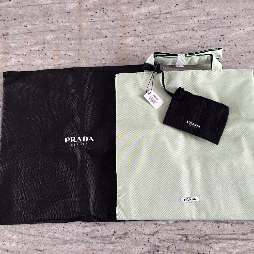 NEW PRADA Tote: Reversible Light Green and Black with Pouch & Dust bag